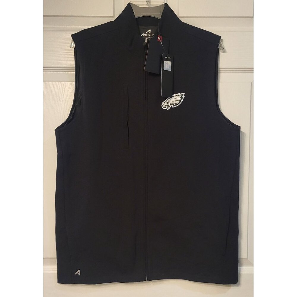 NWT Men's Antiqua Black NFL Philadelphia Eagles Regard Full Zip Vest Large